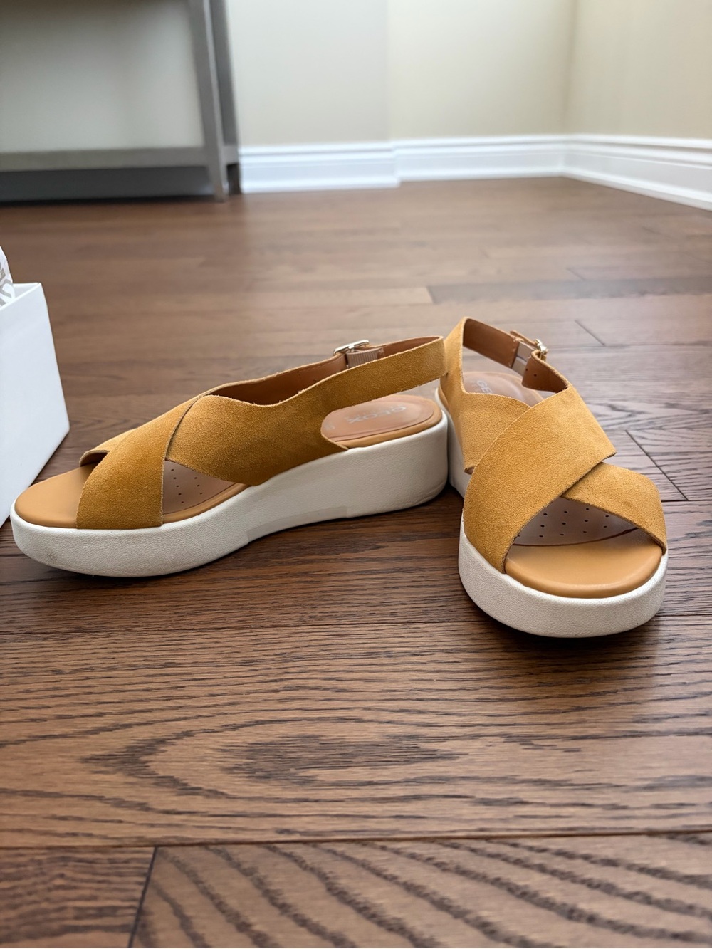 Geox Crisscross Slingback Platform Suede Sandals